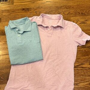 Two x American Eagle Outfitters 1 Mint and 1 Pink Polo Shirts